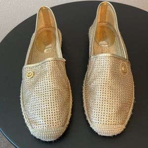 Gold espadrille slip-ons